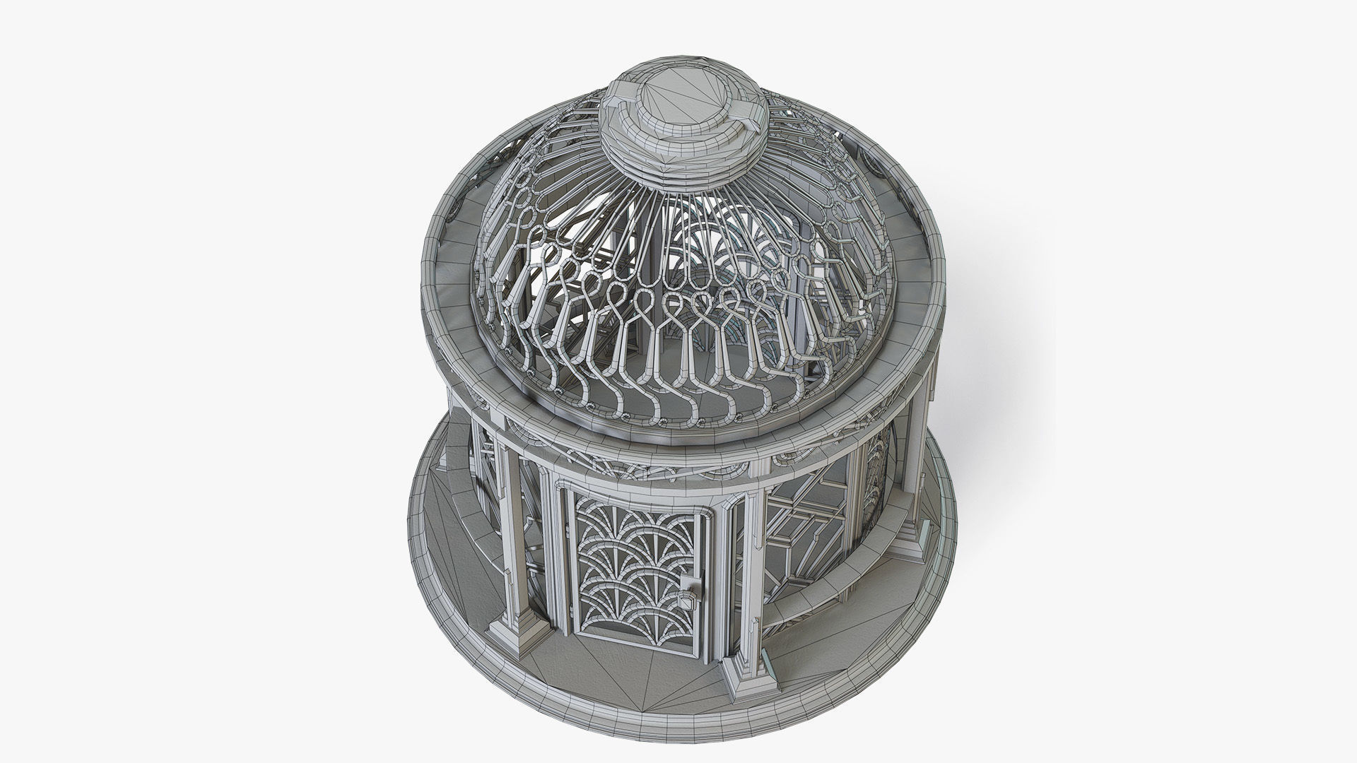 Birdcage Art Deco Low-poly 3D model_4