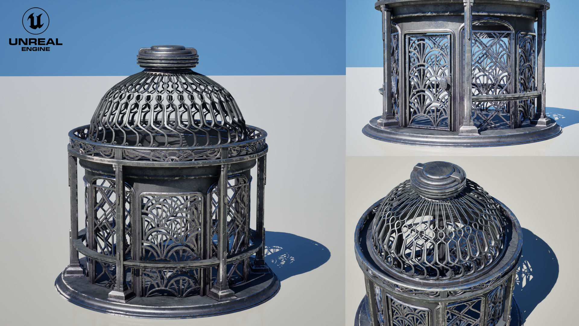 Birdcage Art Deco Low-poly 3D model_15