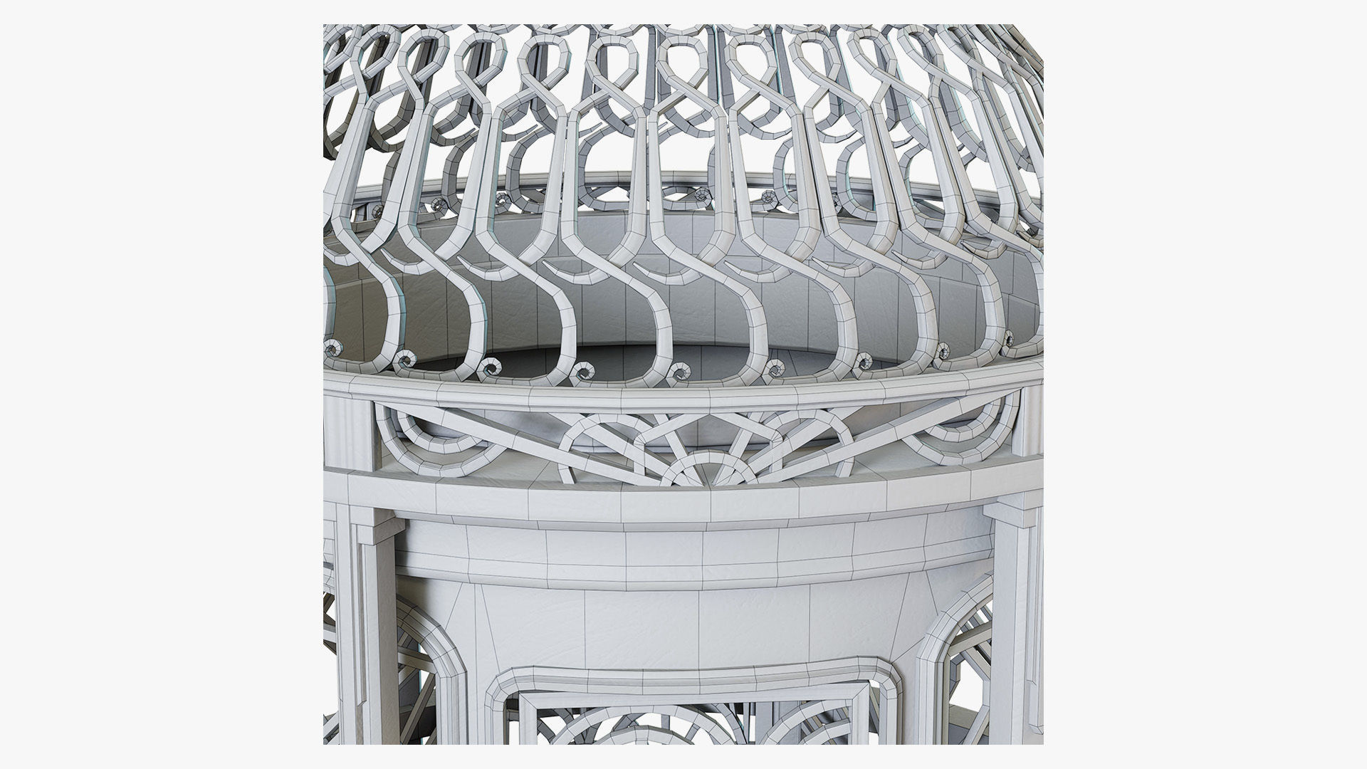 Birdcage Art Deco Low-poly 3D model_11