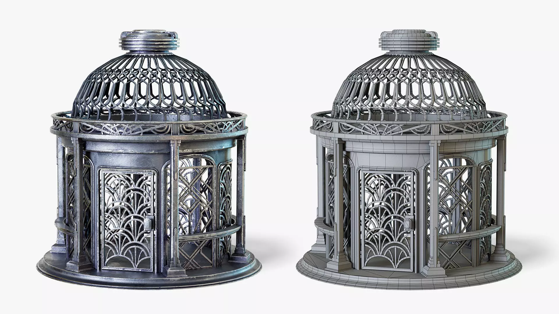 Birdcage Art Deco Low-poly 3D model_0