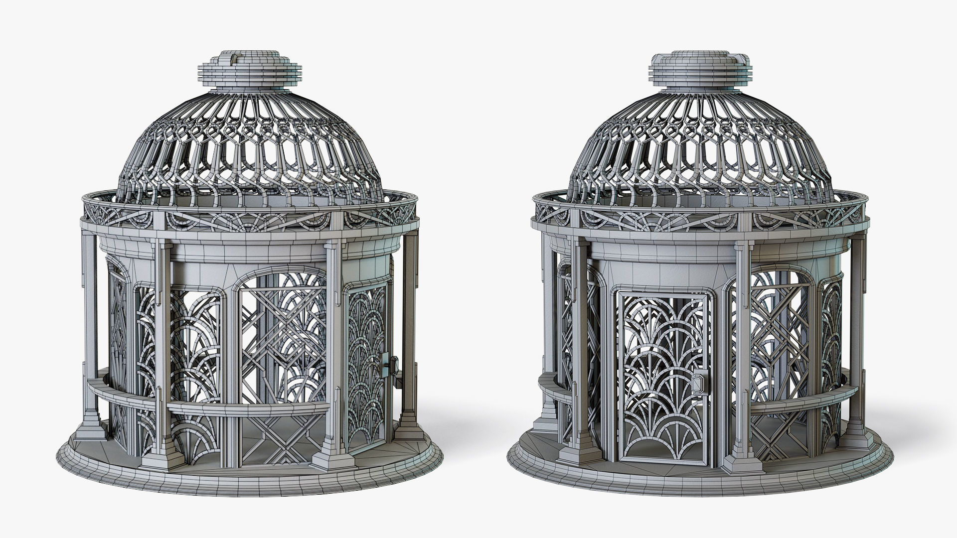 Birdcage Art Deco Low-poly 3D model_2