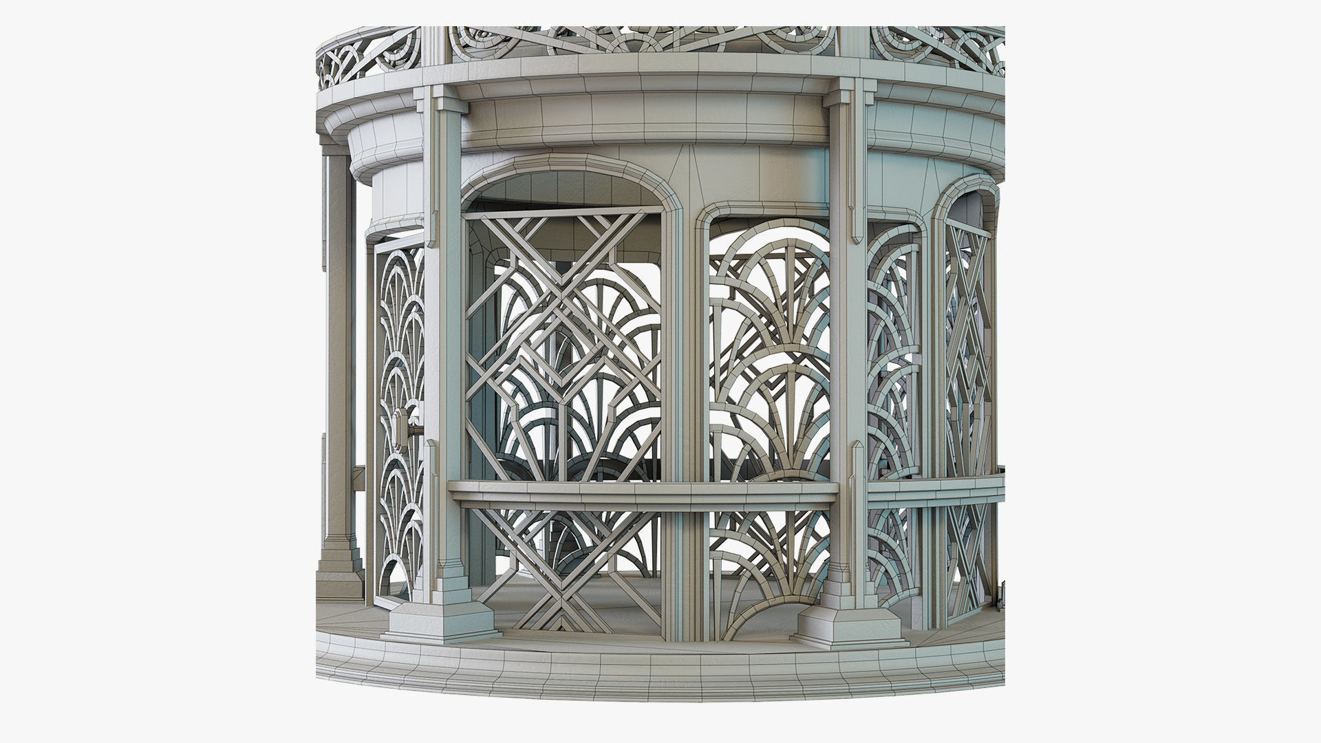 Birdcage Art Deco Low-poly 3D model_10