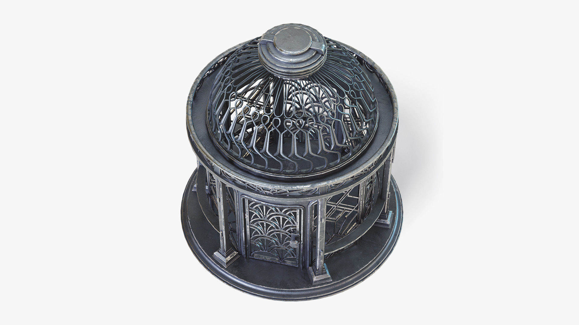 Birdcage Art Deco Low-poly 3D model_3