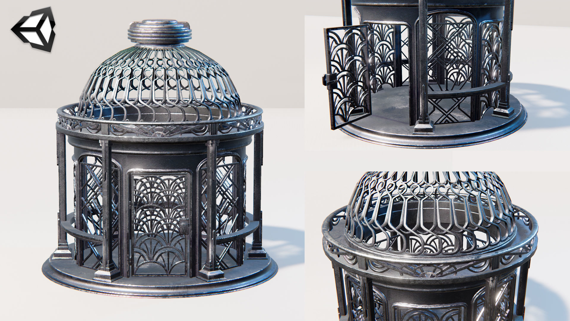Birdcage Art Deco Low-poly 3D model_16
