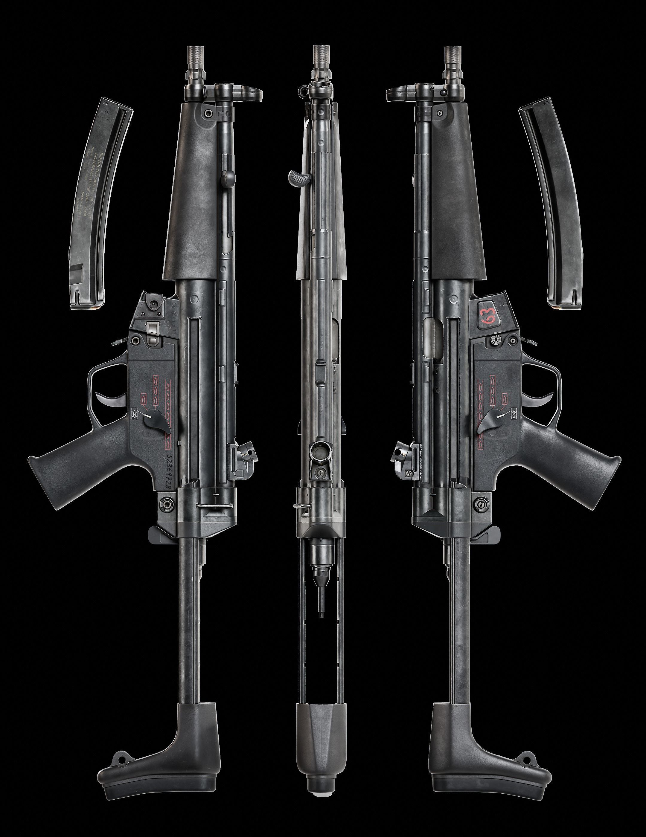 MP5 SMG Low-poly 3D model_2