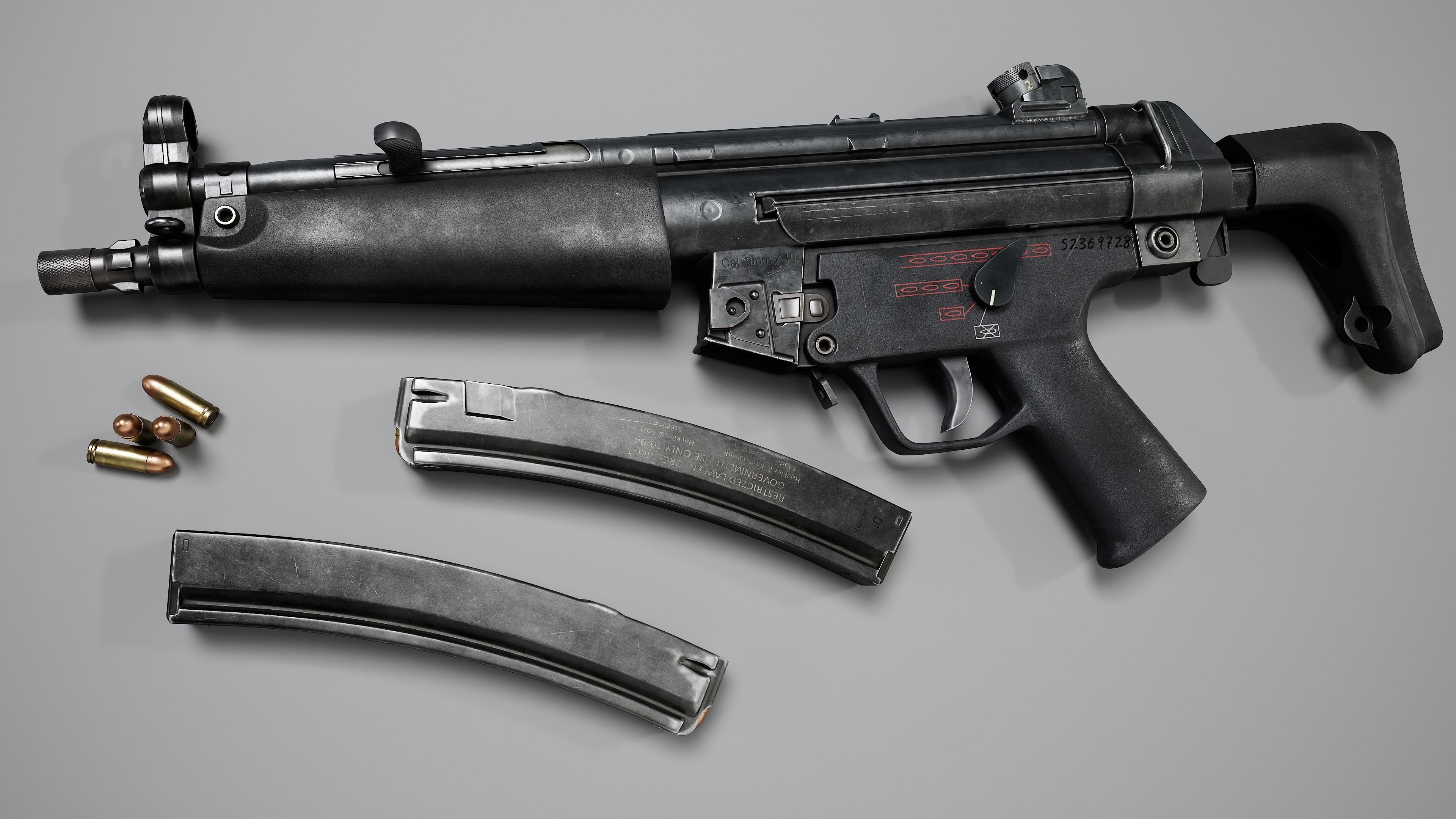 MP5 SMG Low-poly 3D model_6