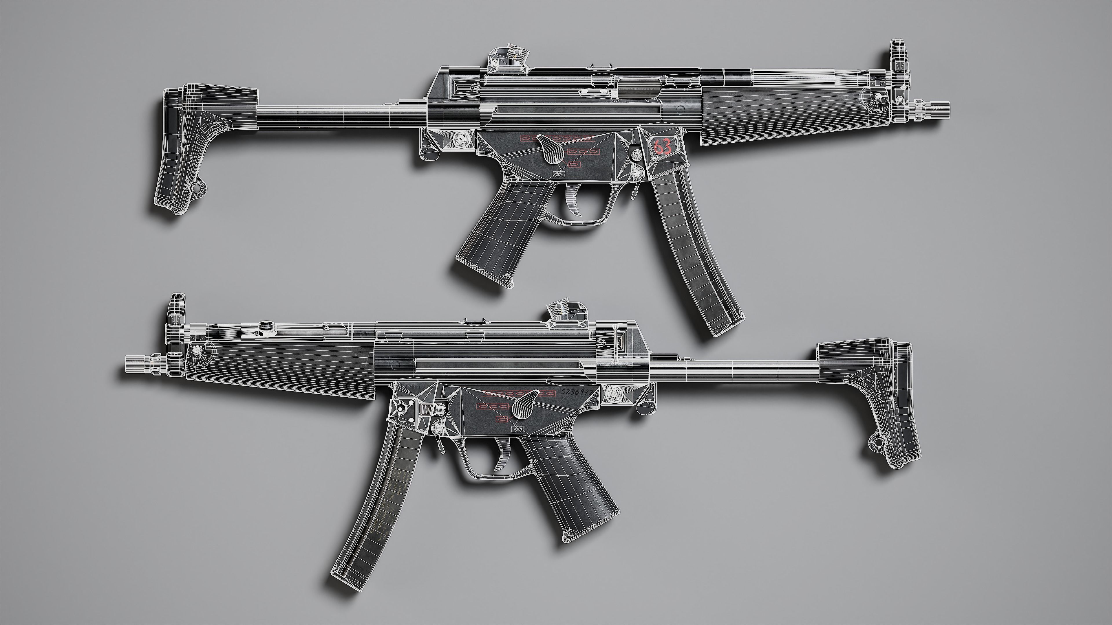 MP5 SMG Low-poly 3D model_4