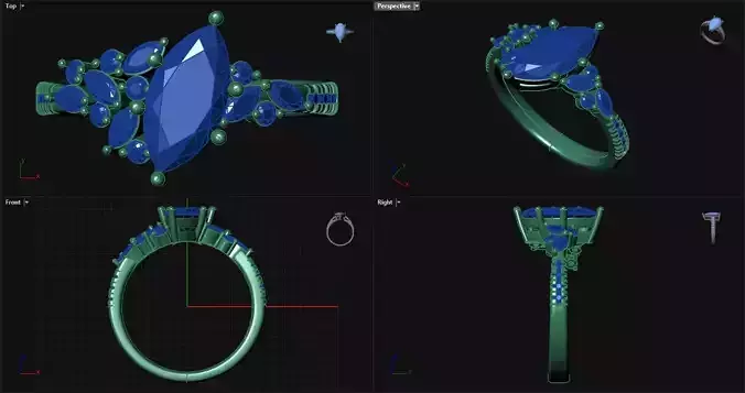 Marquise Engagement Ring with accent stones