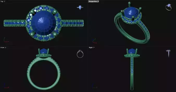 4 Prong Halo Engagement Ring 