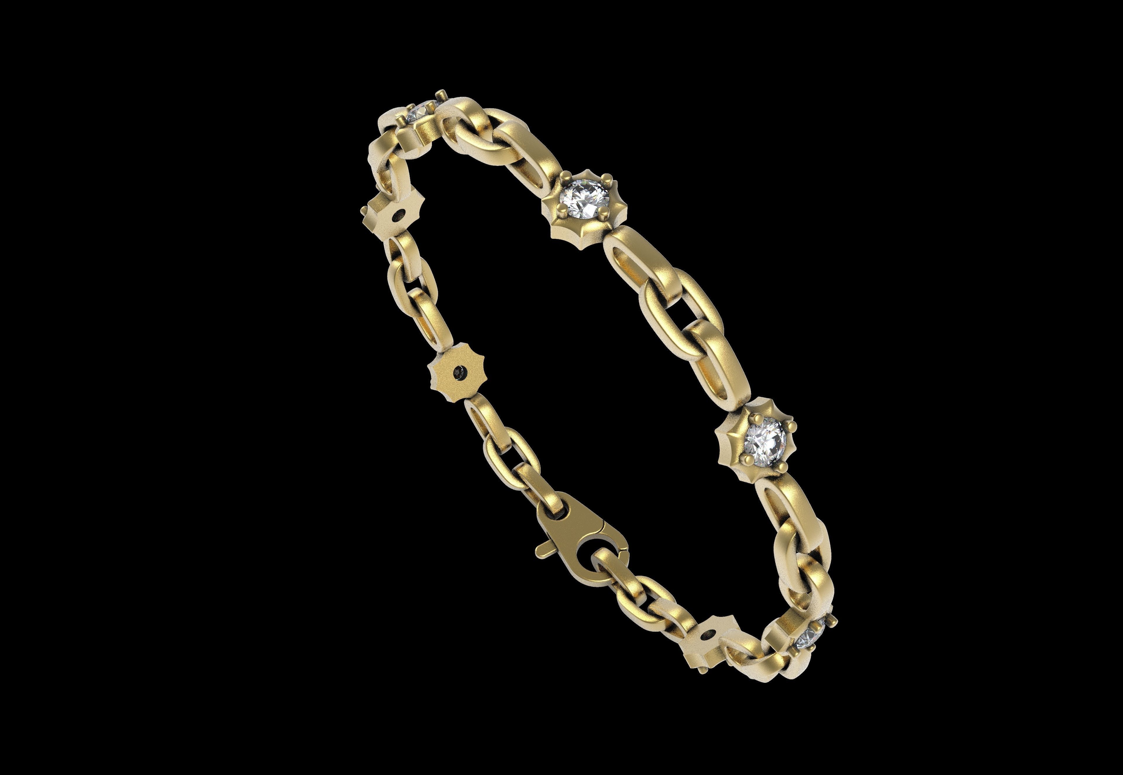 Round Diamond Link Chain Bracelet 3D print model_18