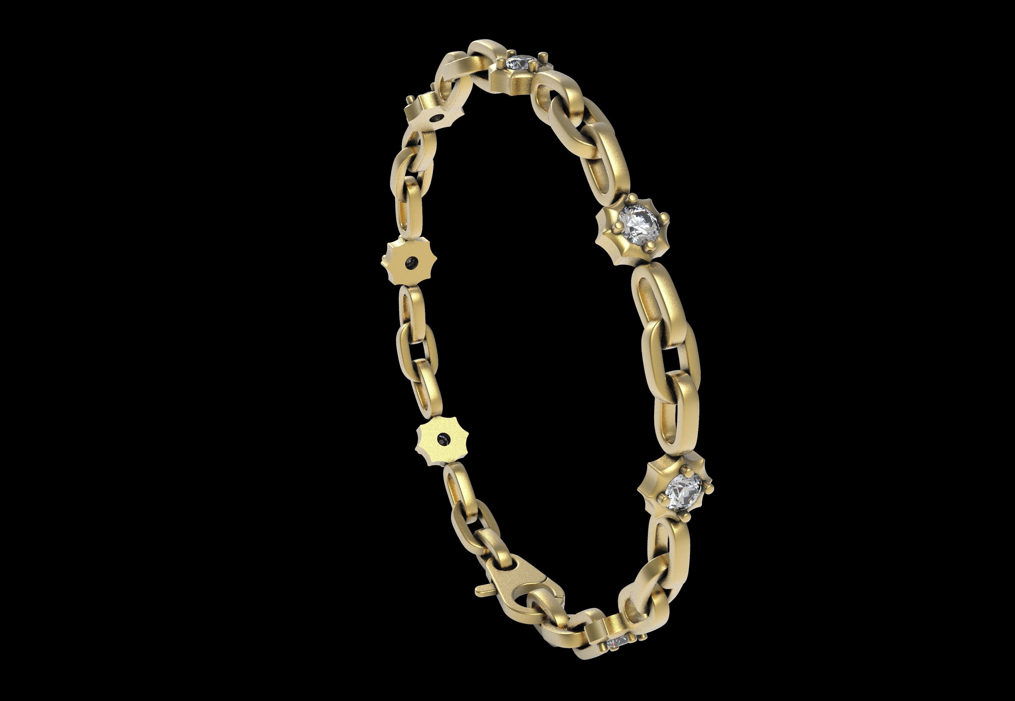 Round Diamond Link Chain Bracelet 3D print model_20