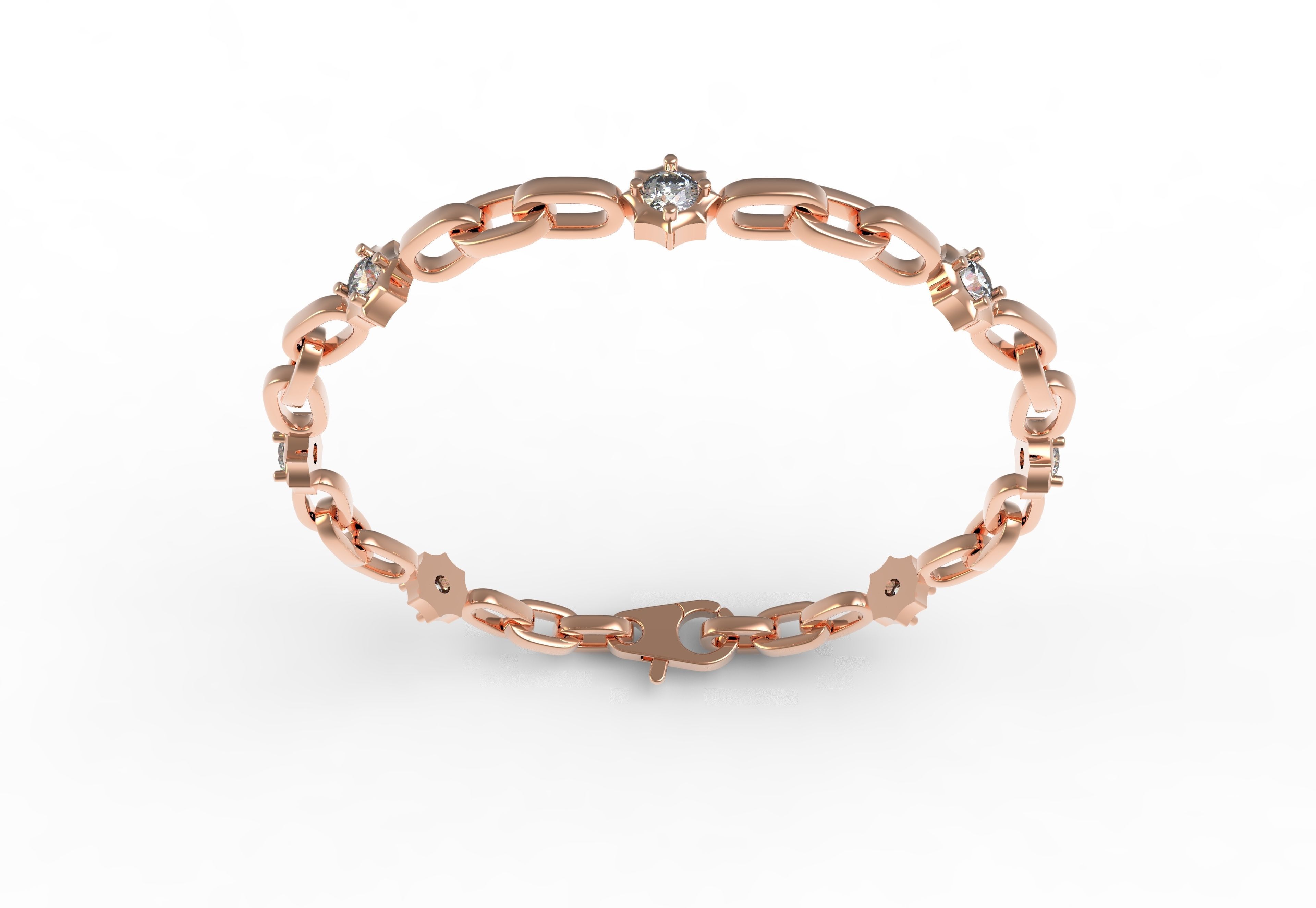 Round Diamond Link Chain Bracelet 3D print model_8