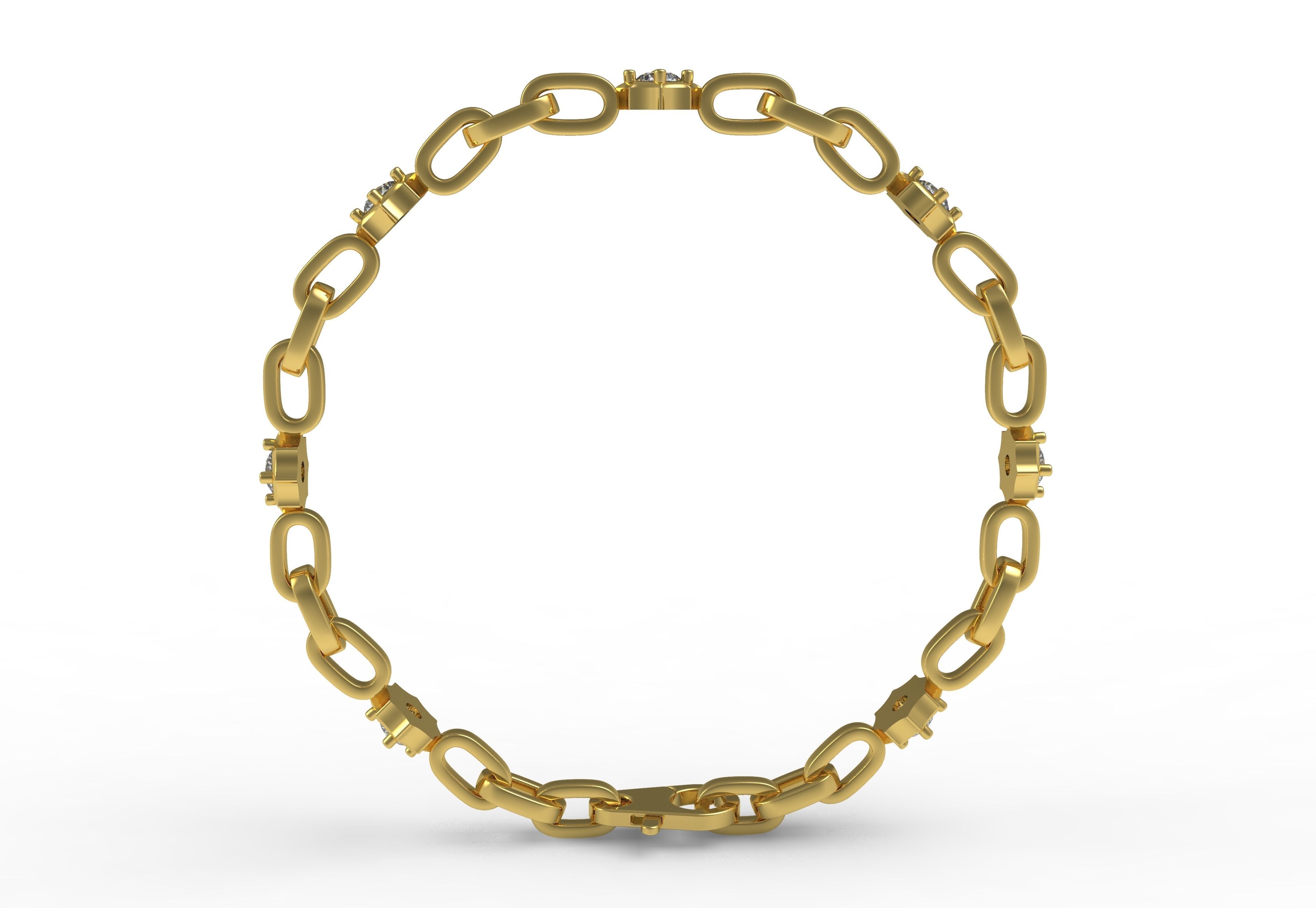 Round Diamond Link Chain Bracelet 3D print model_6