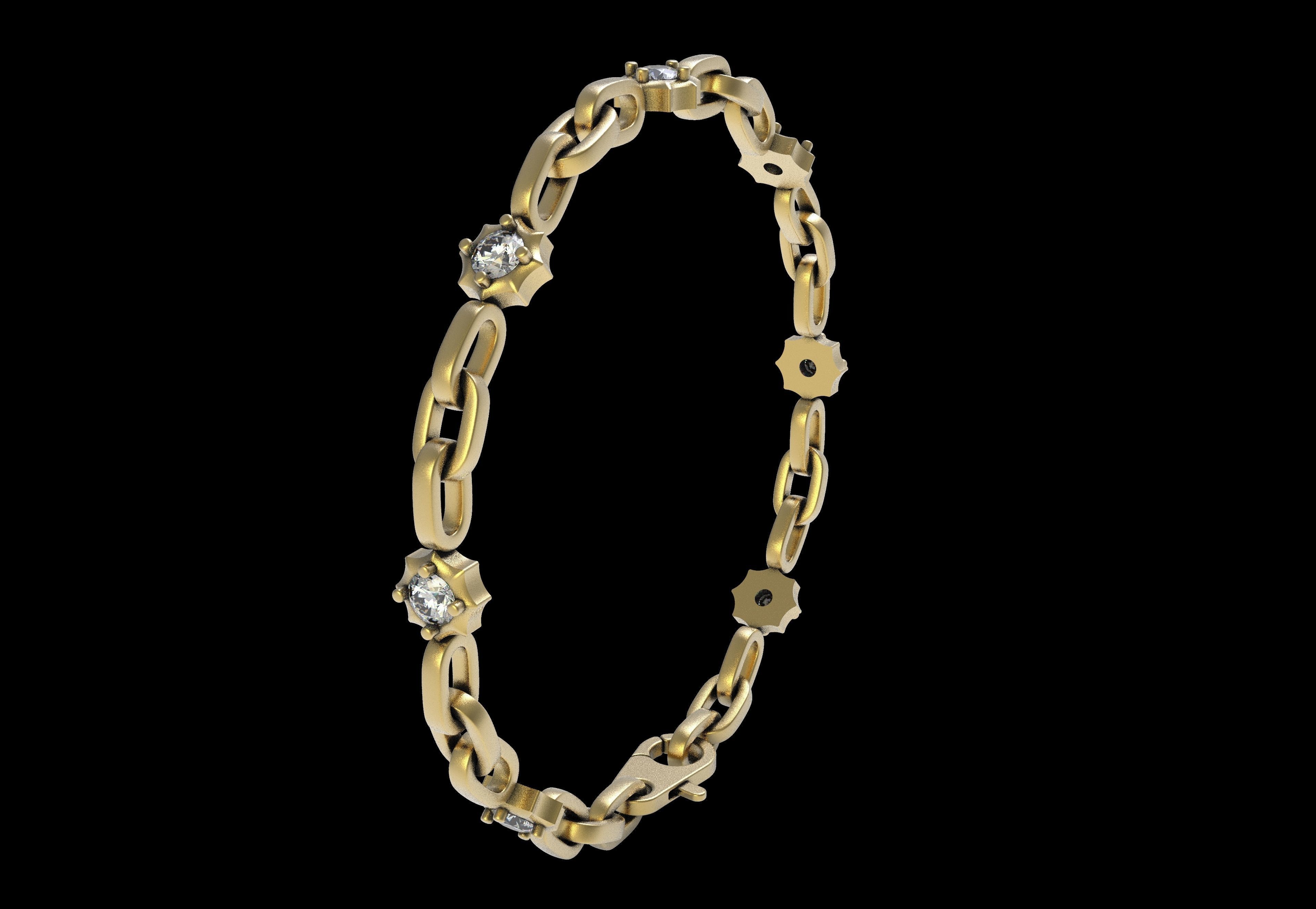 Round Diamond Link Chain Bracelet 3D print model_21