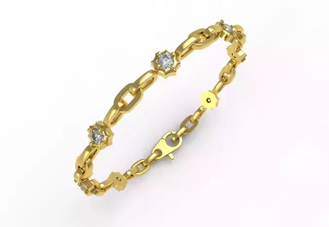 Round Diamond Link Chain Bracelet