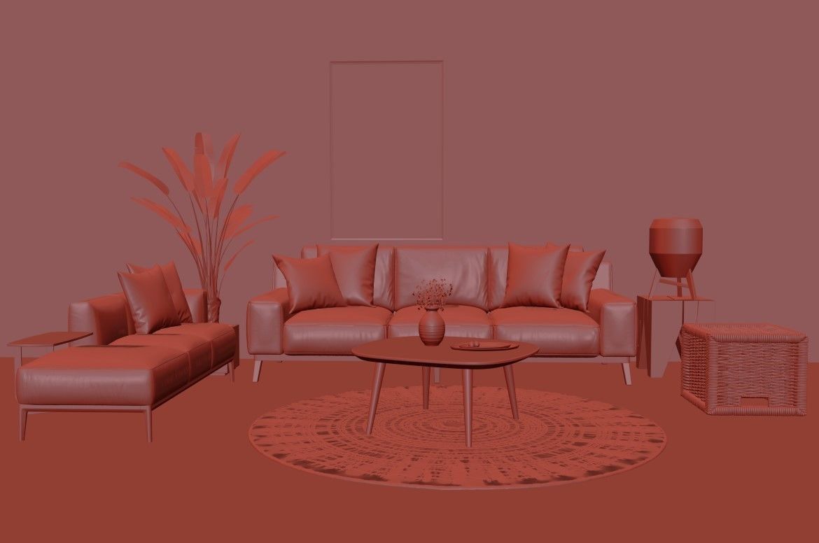 SET Sofa-High poly 3D model 3D model_1