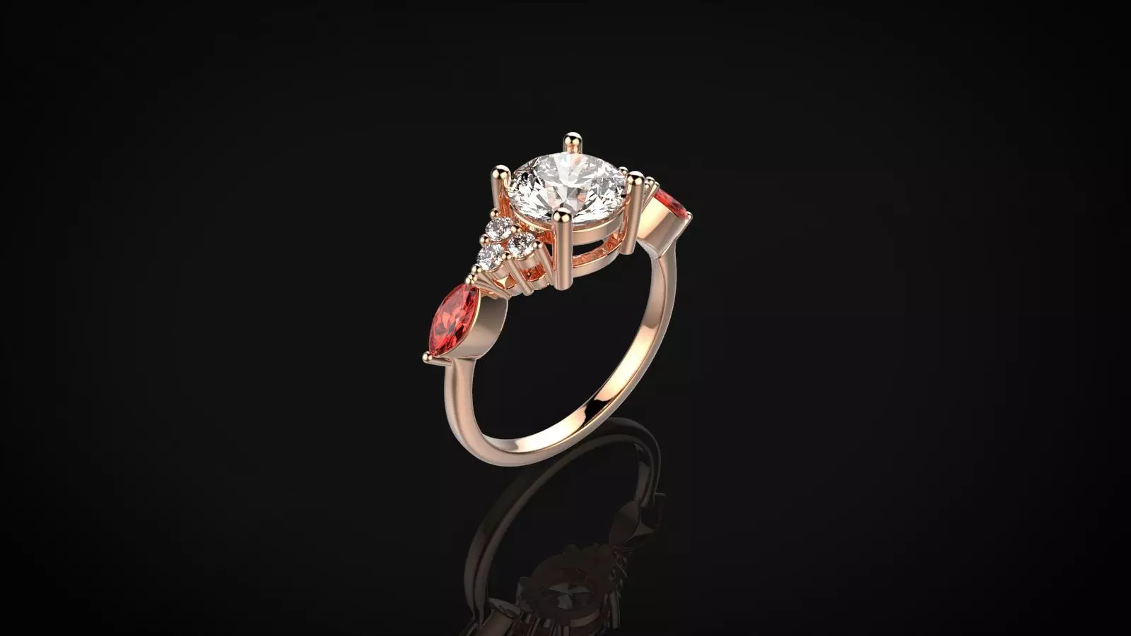 Rose Gold Round and Marquee ring 3D print model