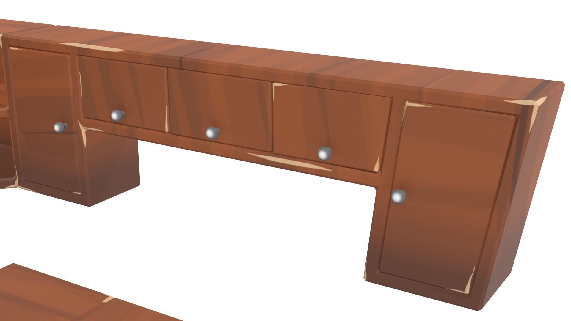 Lowpoly Stylized Wooden Cupboards Low-poly 3D model_6