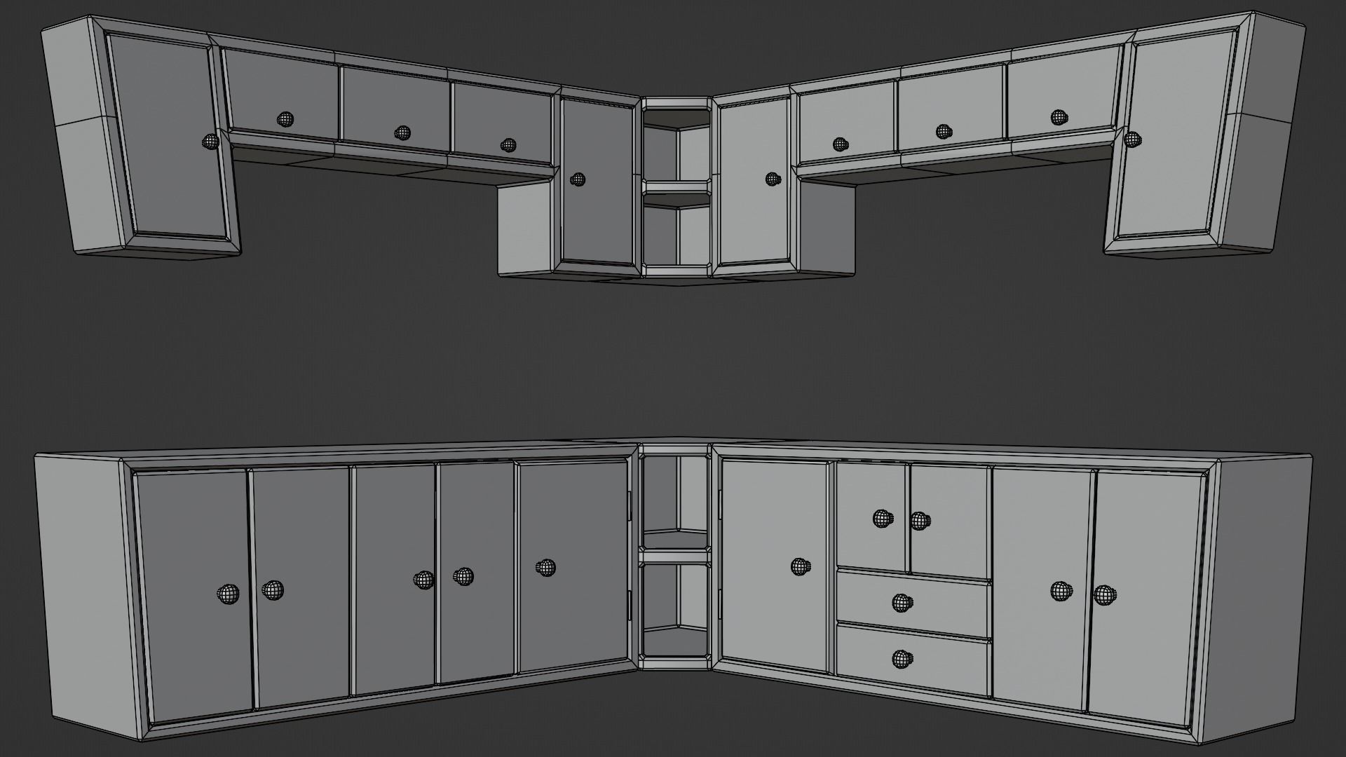 Lowpoly Stylized Wooden Cupboards Low-poly 3D model_8
