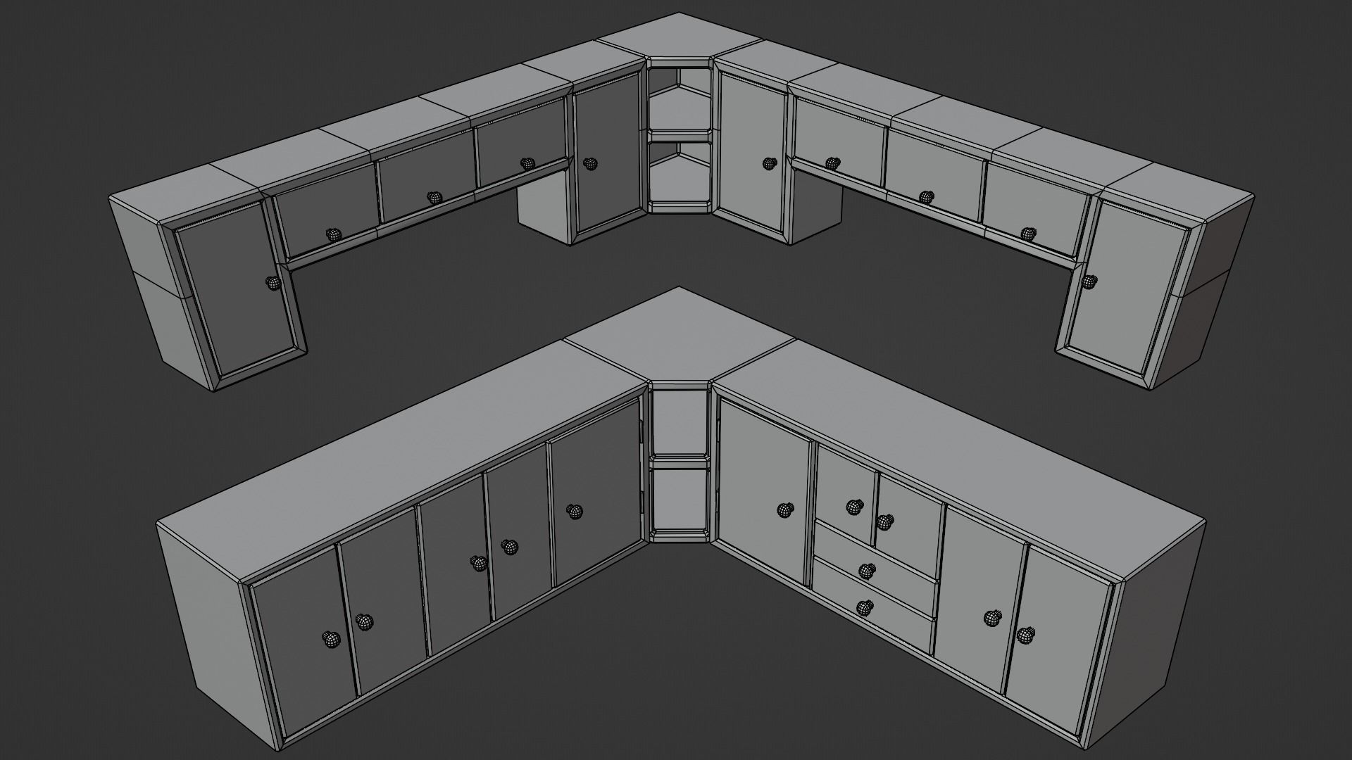 Lowpoly Stylized Wooden Cupboards Low-poly 3D model_7