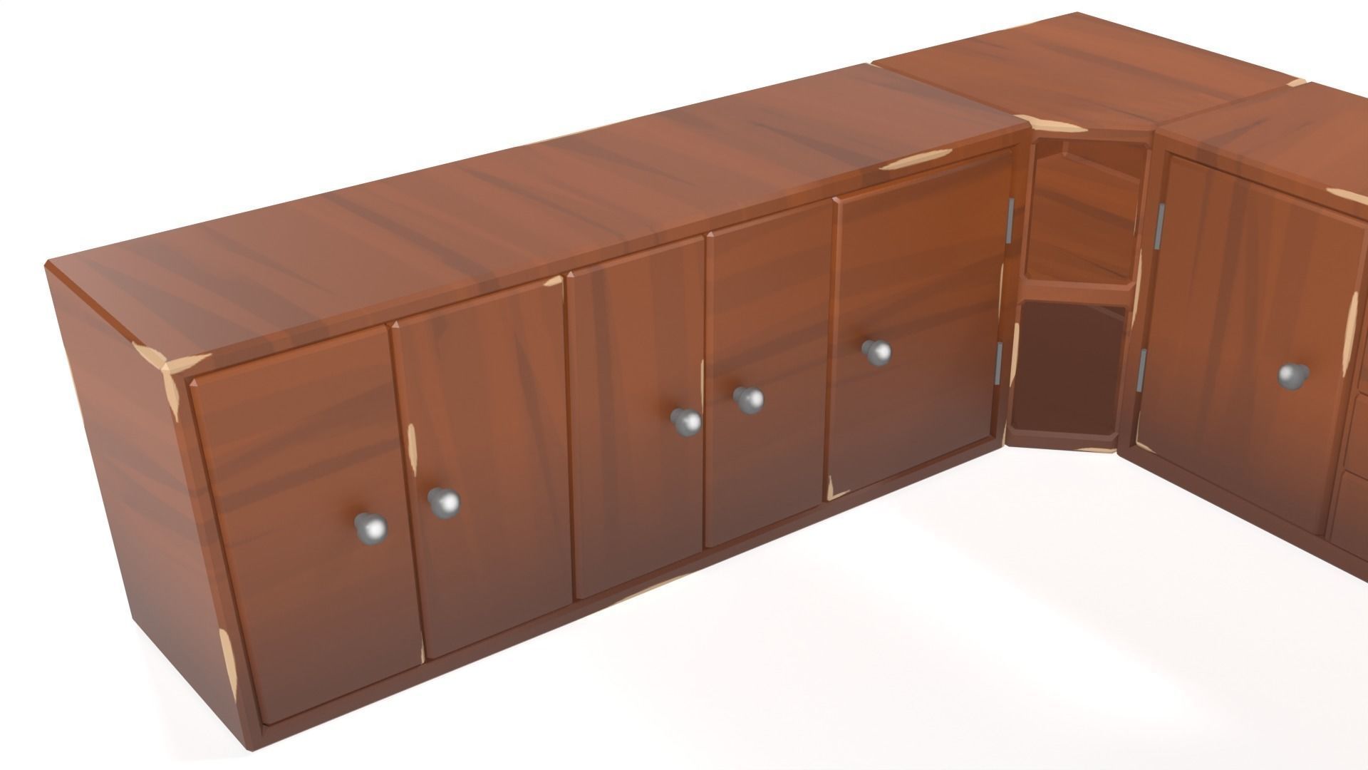 Lowpoly Stylized Wooden Cupboards Low-poly 3D model_5