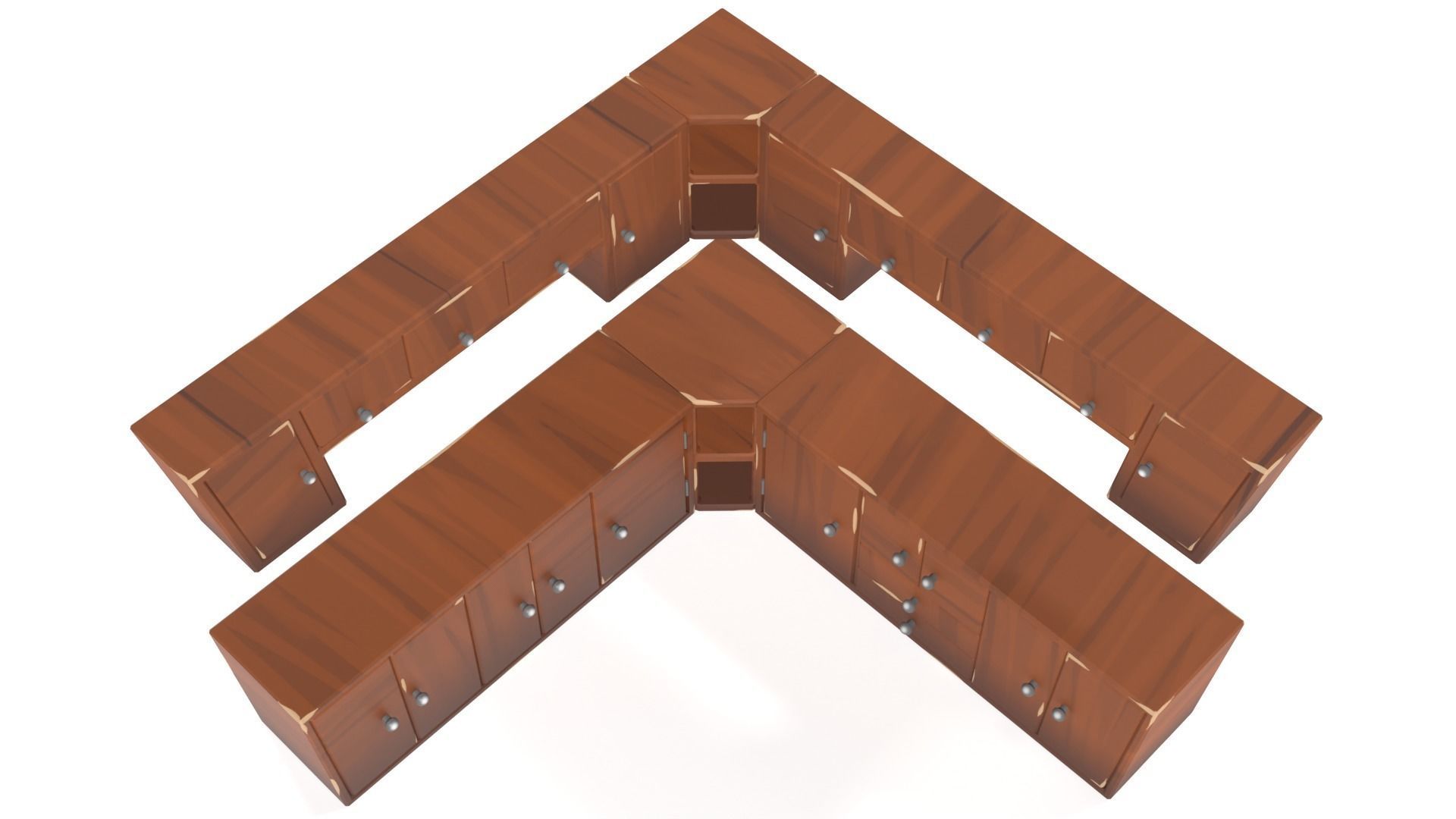 Lowpoly Stylized Wooden Cupboards Low-poly 3D model_4