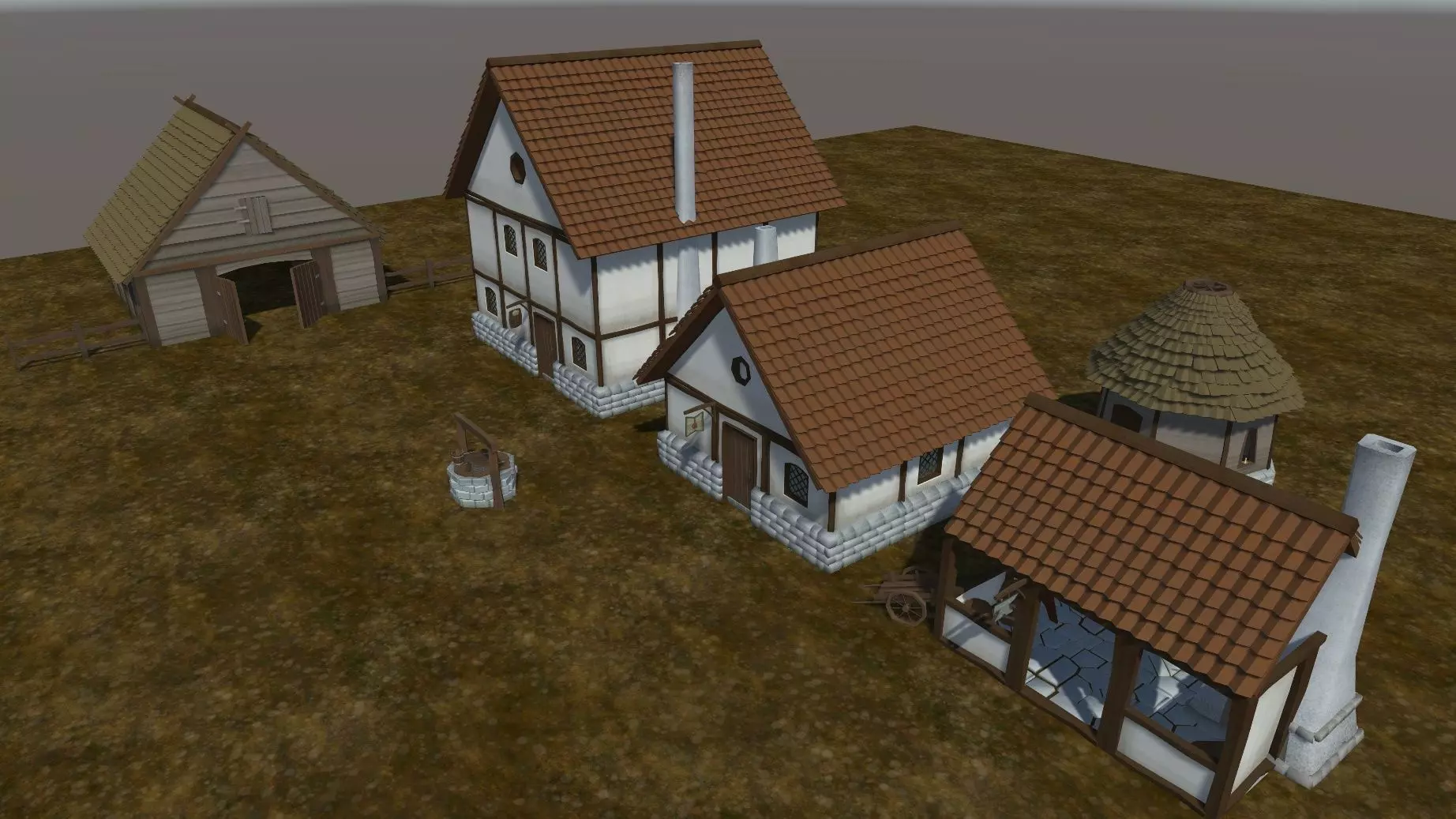 Low Poly Top down Village Constructor Free low-poly 3D model_0