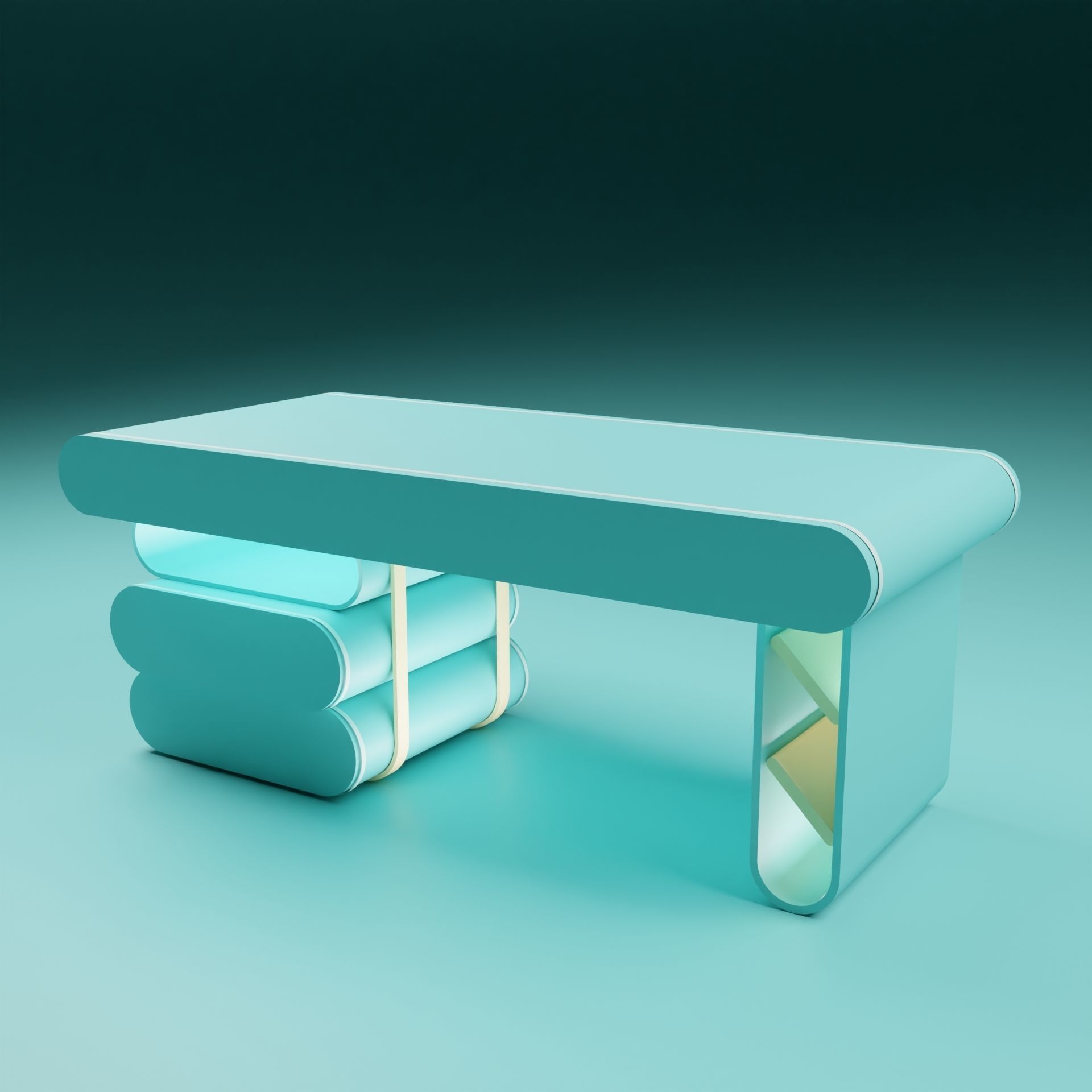Stylized Writting Table 3D model_3