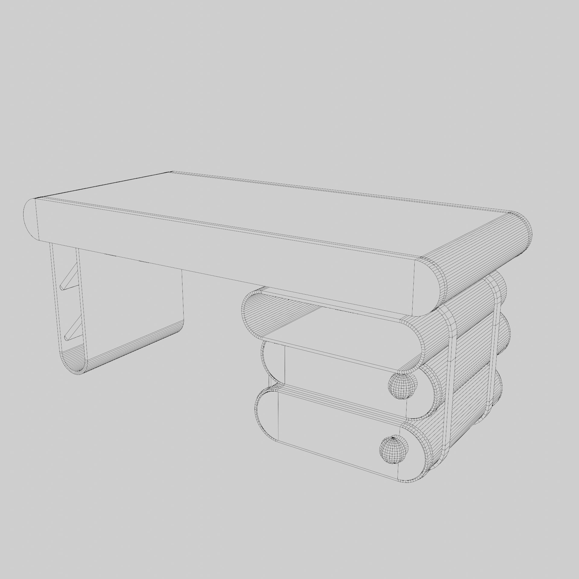 Stylized Writting Table 3D model_5