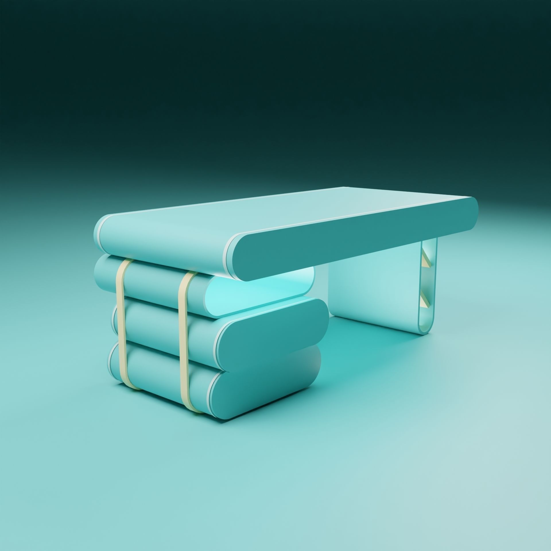 Stylized Writting Table 3D model_2