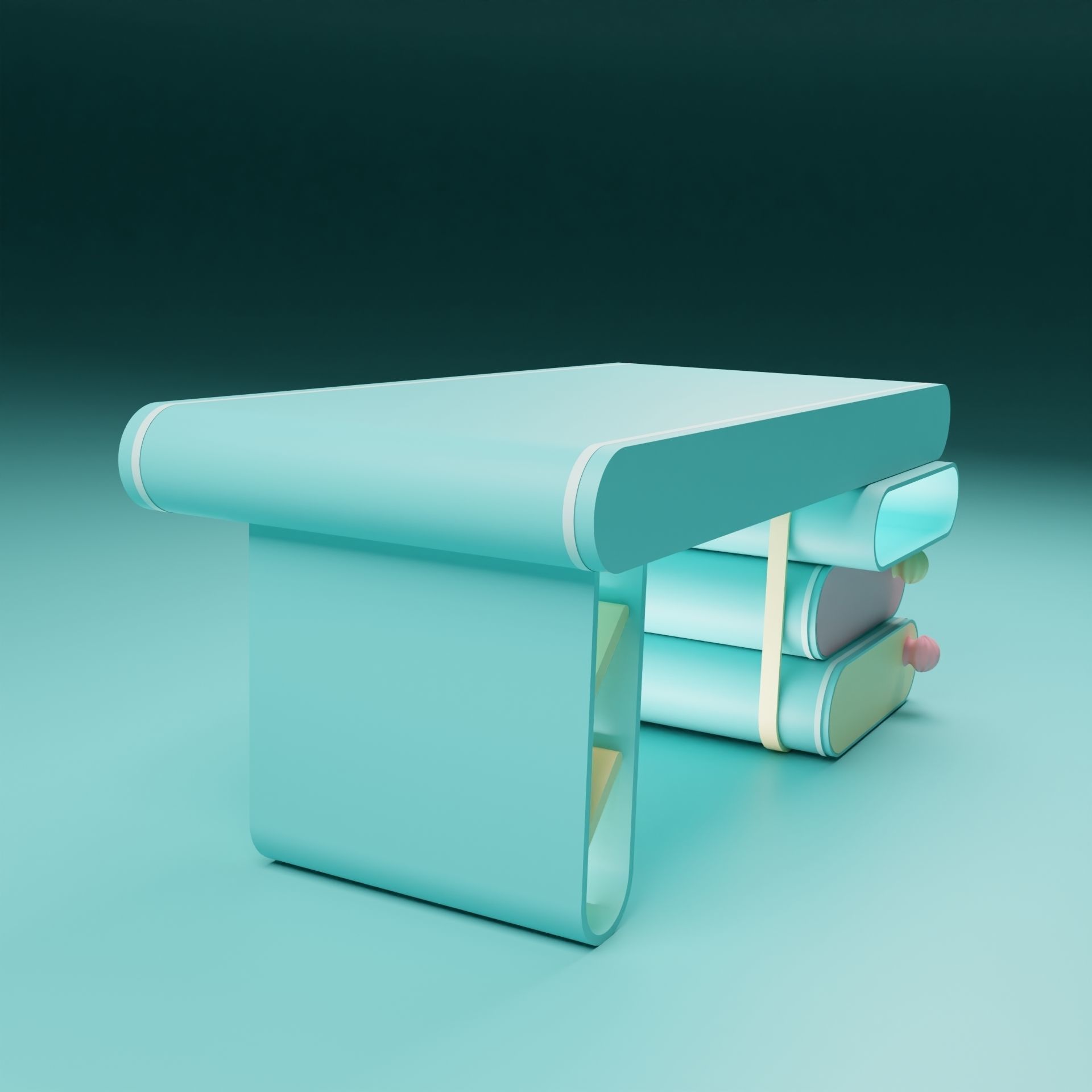 Stylized Writting Table 3D model_1