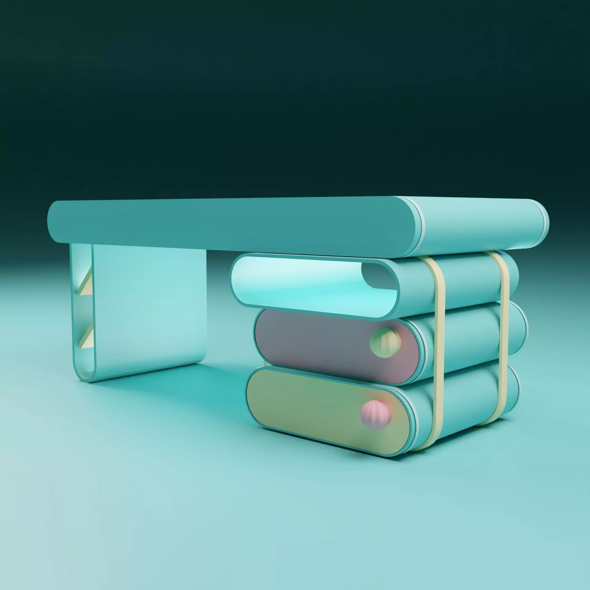 Stylized Writting Table 3D model_0