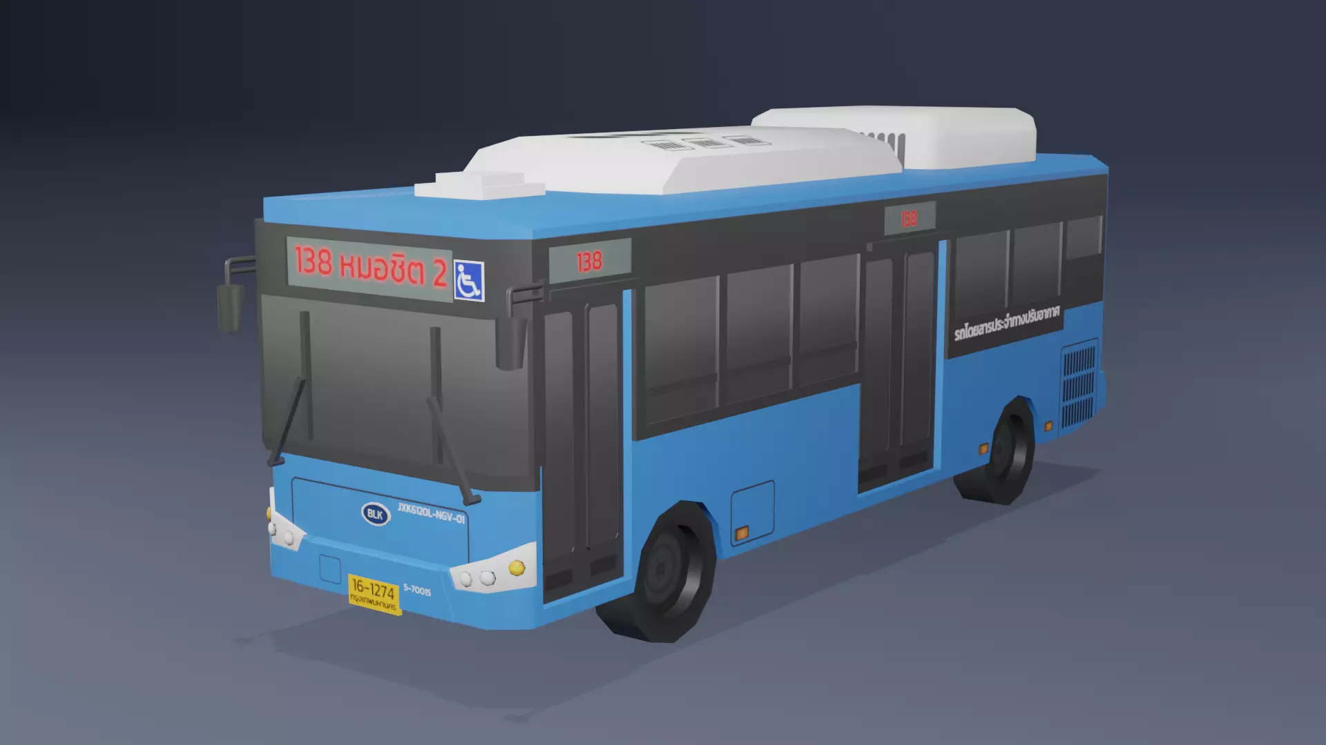 NGV Air-Condition Thai bus Low poly Low-poly 3D model