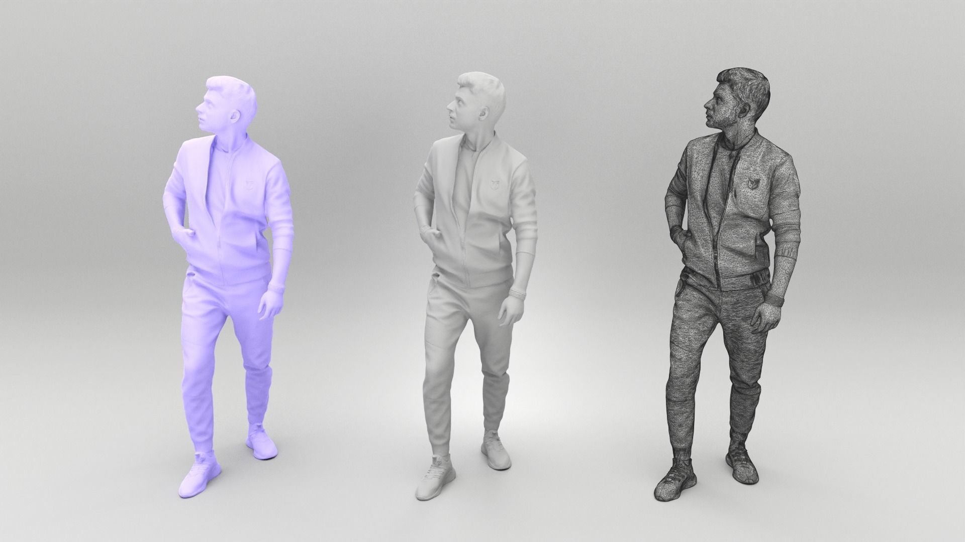 Man in casual gray tracksuit 422 Low-poly 3D model_4