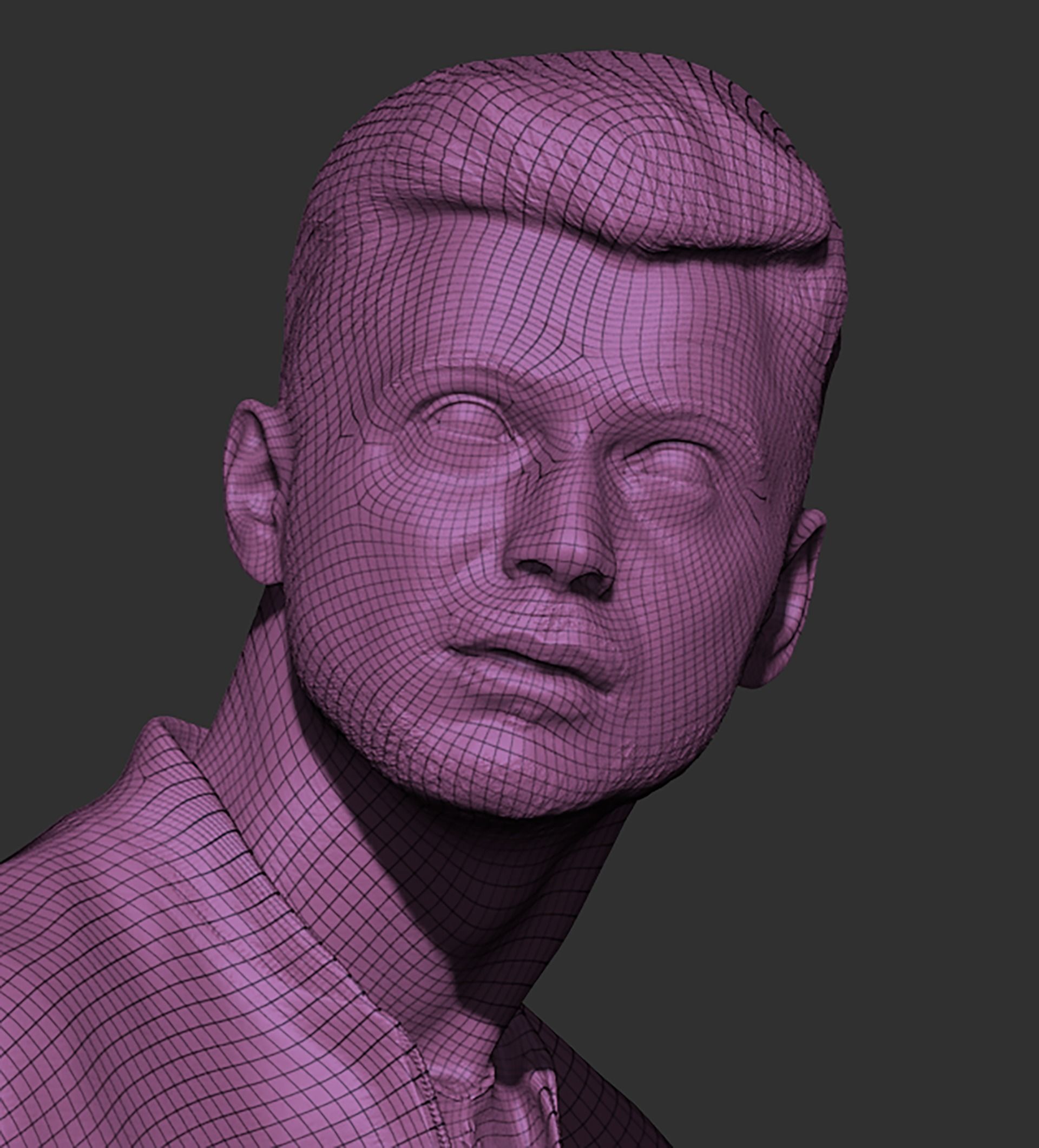 Man in casual gray tracksuit 422 Low-poly 3D model_8