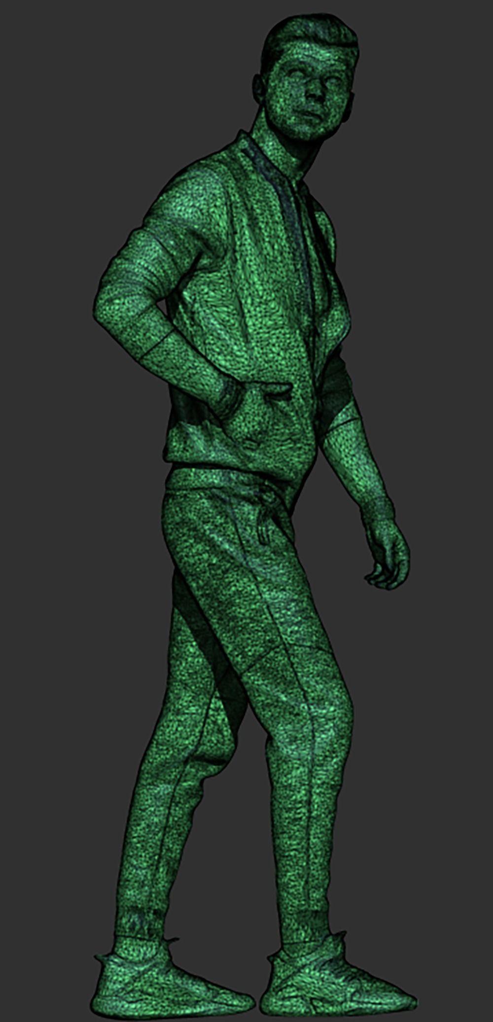 Man in casual gray tracksuit 422 Low-poly 3D model_5