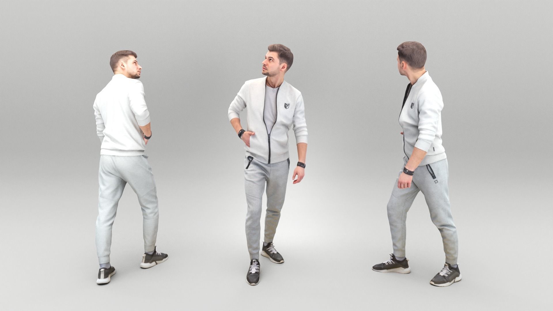 Man in casual gray tracksuit 422 Low-poly 3D model_3