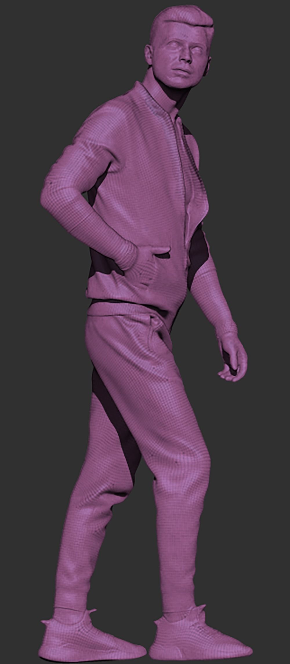 Man in casual gray tracksuit 422 Low-poly 3D model_7