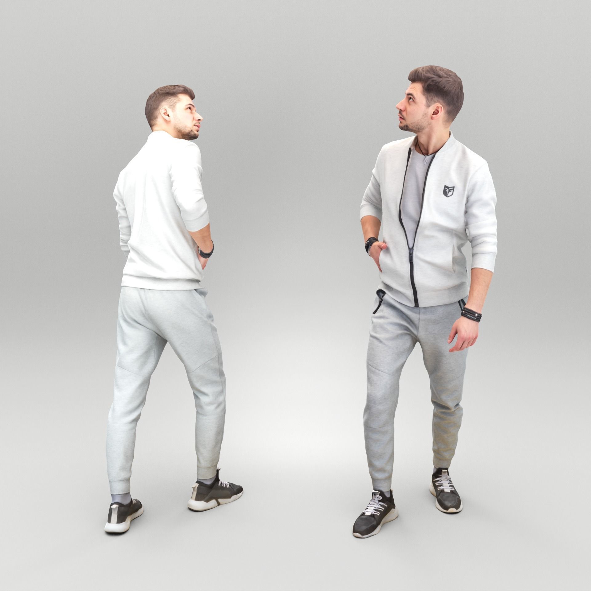 Man in casual gray tracksuit 422 Low-poly 3D model_2