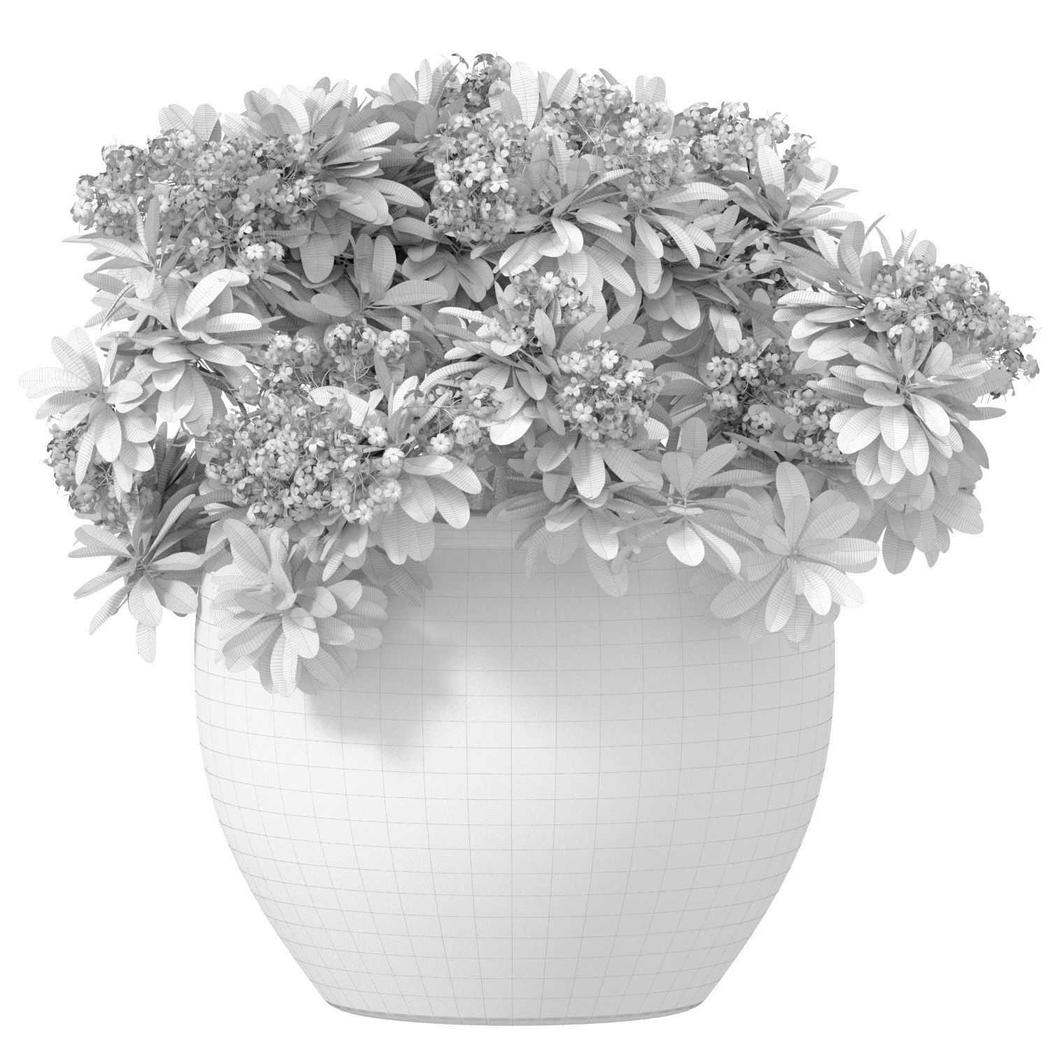 Bouquet of white flowers in a potted vase for decoration 3D model_2