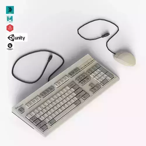Keyboard And Mouse Low-poly 3D model