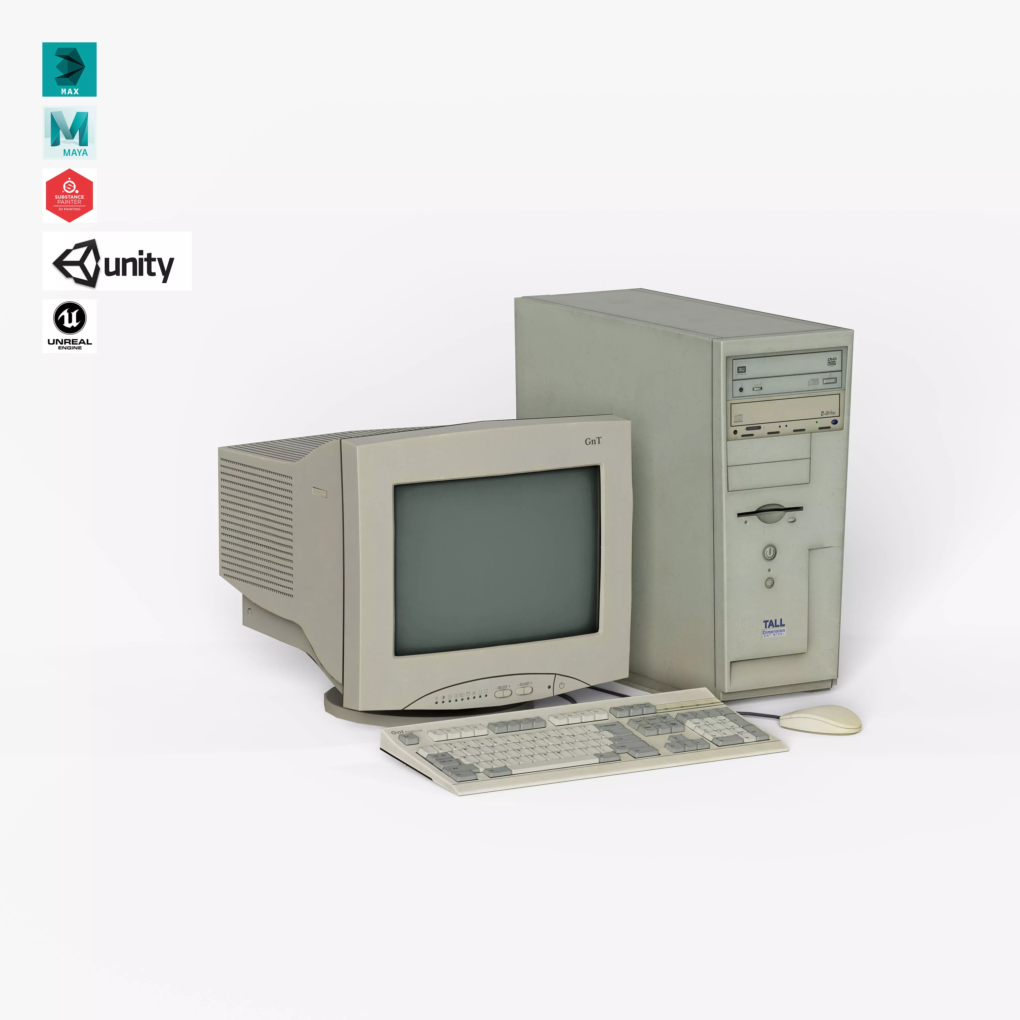 Desktop Set Low-poly 3D model_0