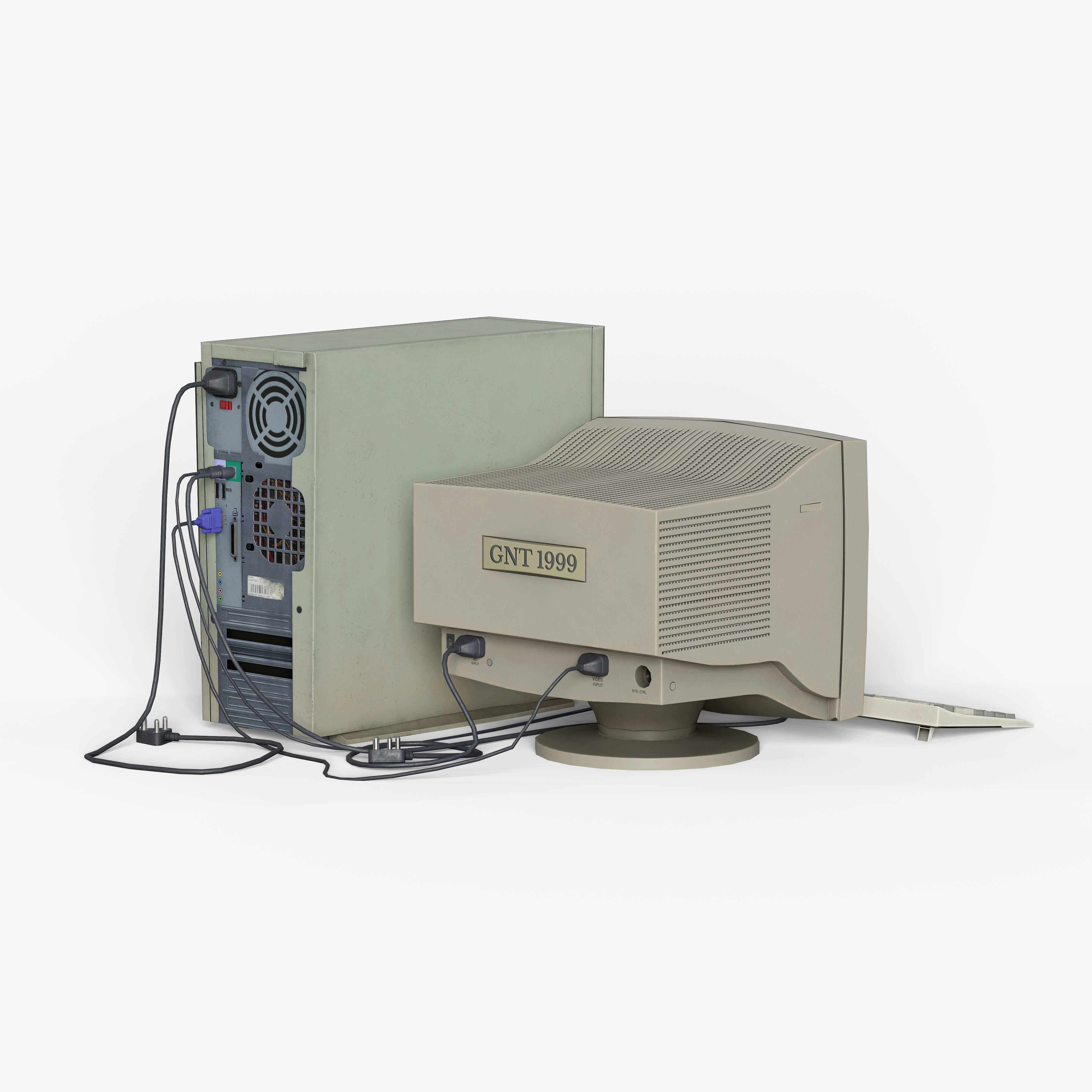 Desktop Set Low-poly 3D model_7