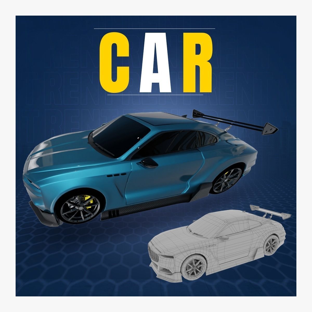 3D Car Low-poly 3D model_4