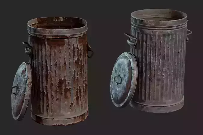Metal trash can 