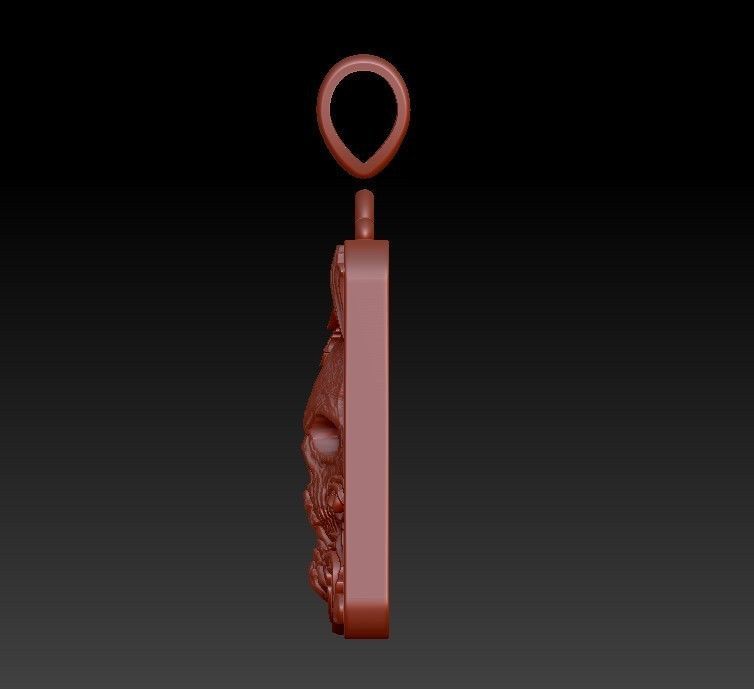 Skull skeleton floral scrolls roses pendant 3D print model_11