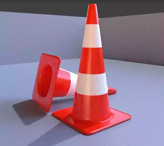 traffic cone low poly 3D model