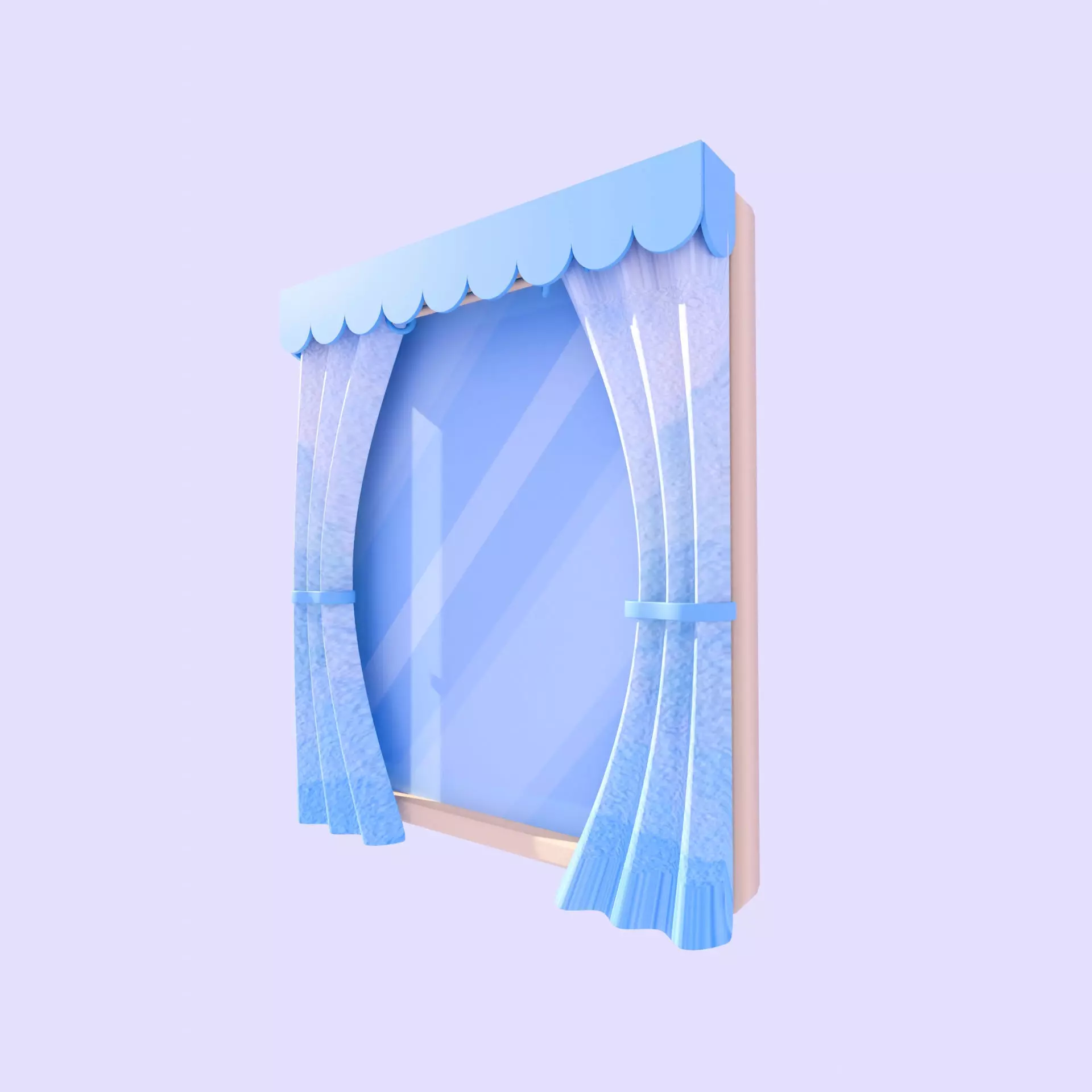 Stylized window and curtain 3D model