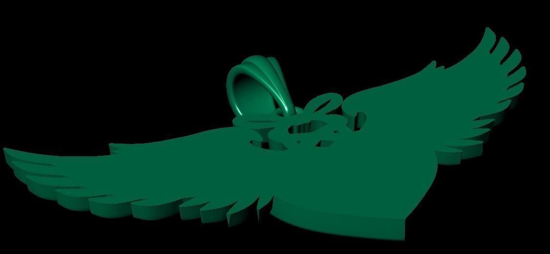 Heart with wings and key  3D print model_8