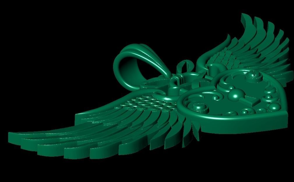 Heart with wings and key  3D print model_30